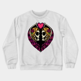 Twin Angel Skulls Illustration Crewneck Sweatshirt